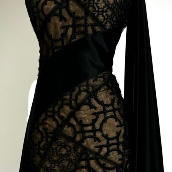 Brand New US 6 GEORGES HOBEIKA Fitted Asymmetrical Top Evening Gown - Picture 4 of 7